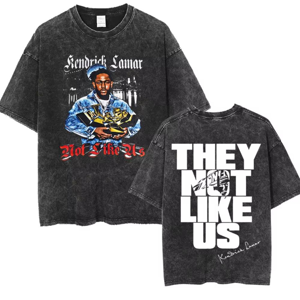 Kendrick Lamar They Not Like Us Tour Merch TShirt Mens Vintage Washed Short Sleeve T Shirts Hip Hop Gothic Cotton T Shirt