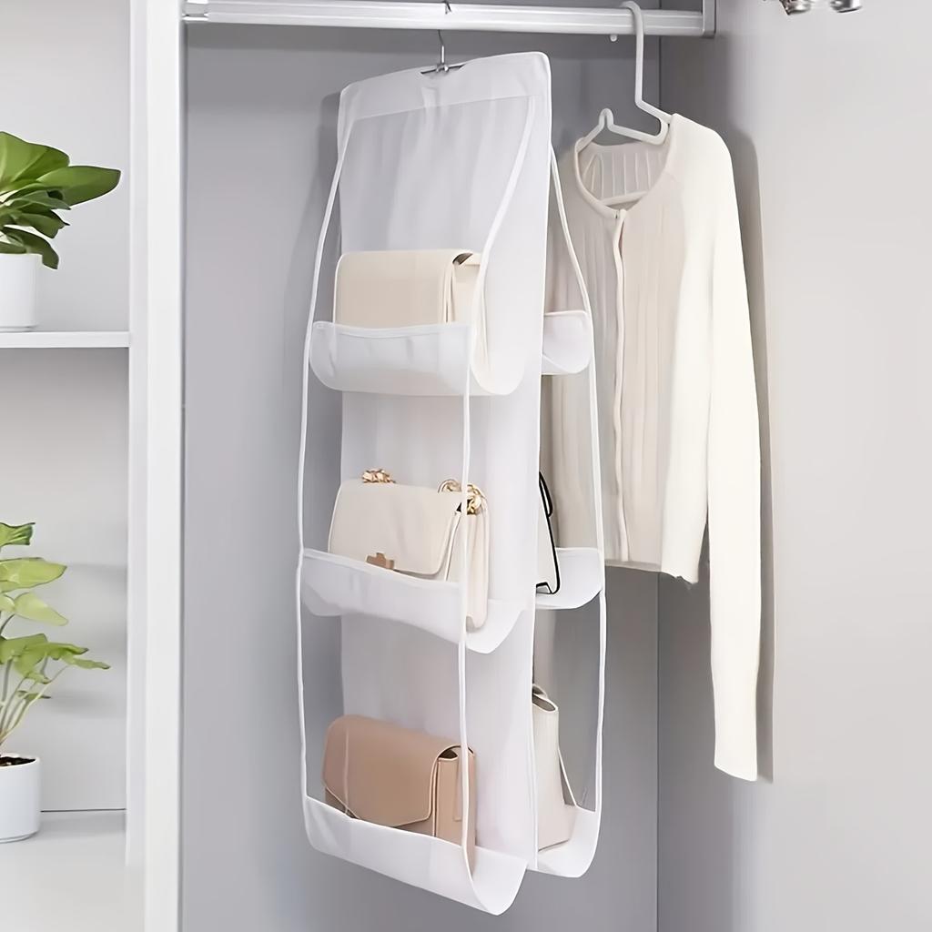 Mehrschichtiger Hängetaschen-Organizer, platzsparende Aufbewahrung im Kleiderschrank, staubdichter Handtaschenclip, praktisches Hängedesign für Damenmode-Accessoires