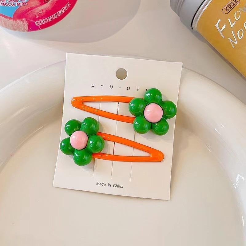 2PCS New Cute Princess Glossy Flower Girls Hairpins Children Headwear Hairgrip Hair Clips Barrettes Hair Accessories