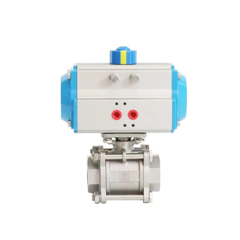 Pneumatic Stainless Steel 3-Piece Female Threaded Ball Valve Q611F-16P, High Platform