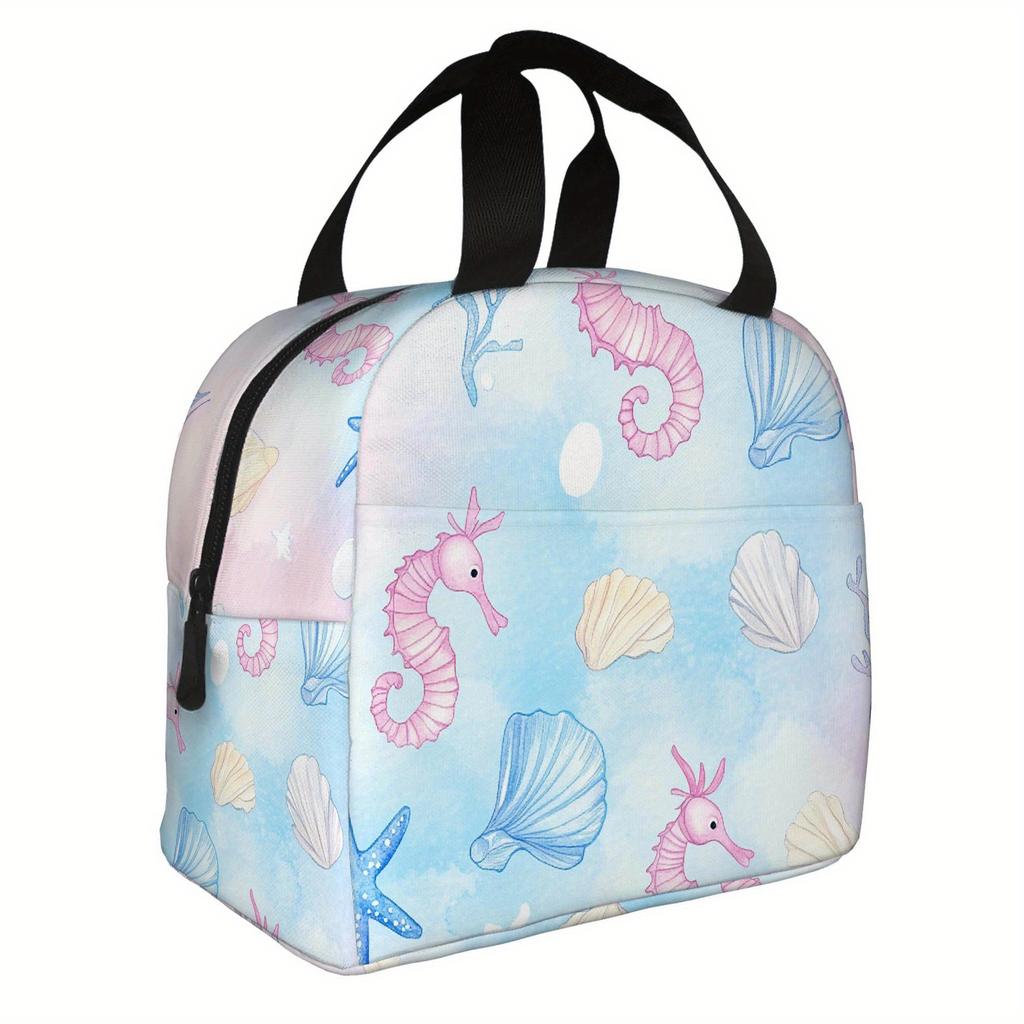 Thermal Bag Featuring Ocean-Themed Designs, Suitable for Insulation Purposes. It Is Not Intended for Direct Food Contact