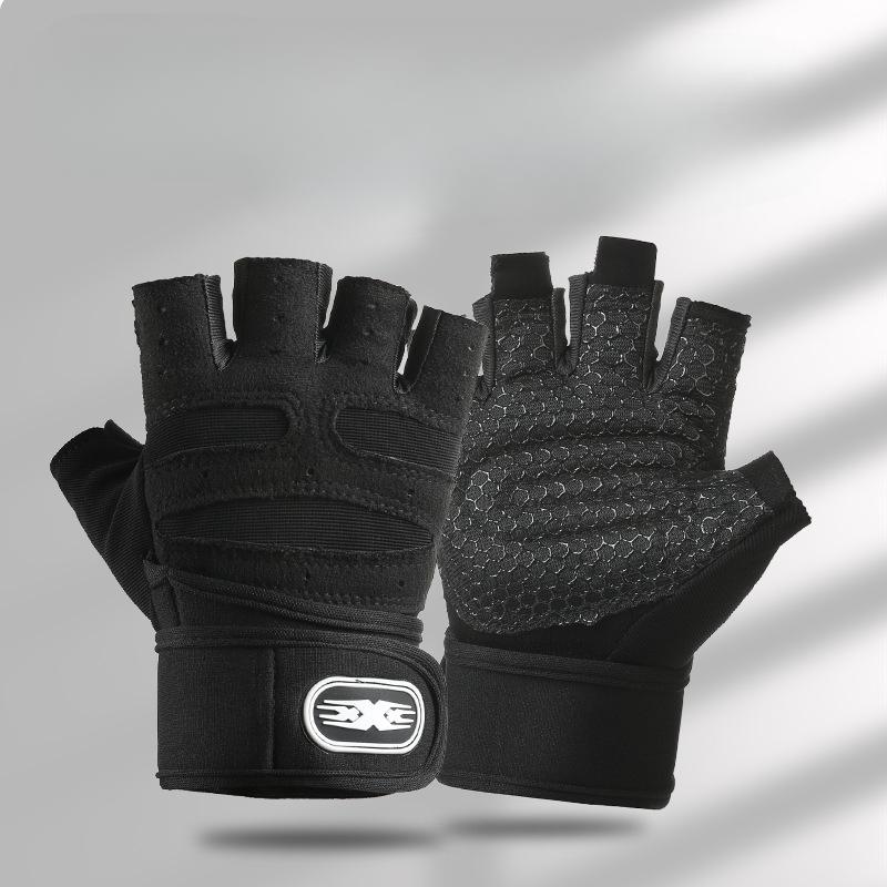 Sports and Fitness Half finger Gloves Extended Wristband Men and Women Equipment Training Anti Slip Calluse Barbell Cycling Outdoor Gloves