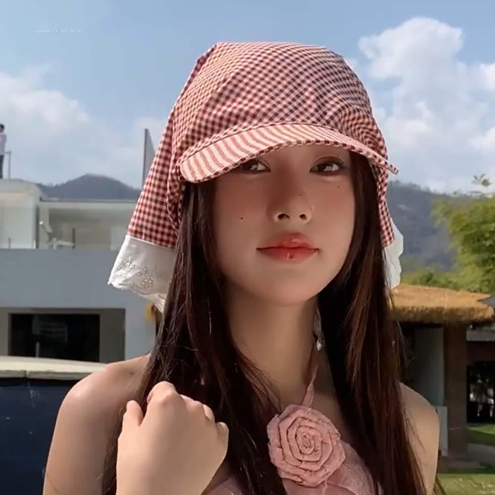 

Rural Style Headscarf Baseball Hat Breathable Triangle Headscarf Hat Strappy Bandana Cap Outdoor червоний