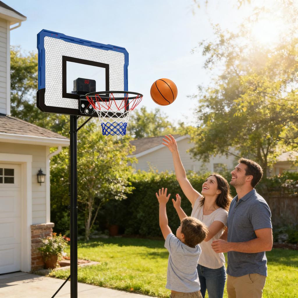 Electronic Scoring Basketball Board Indoor External Box Scoring Metal Circle Foldable Dunks Target Sports Toy