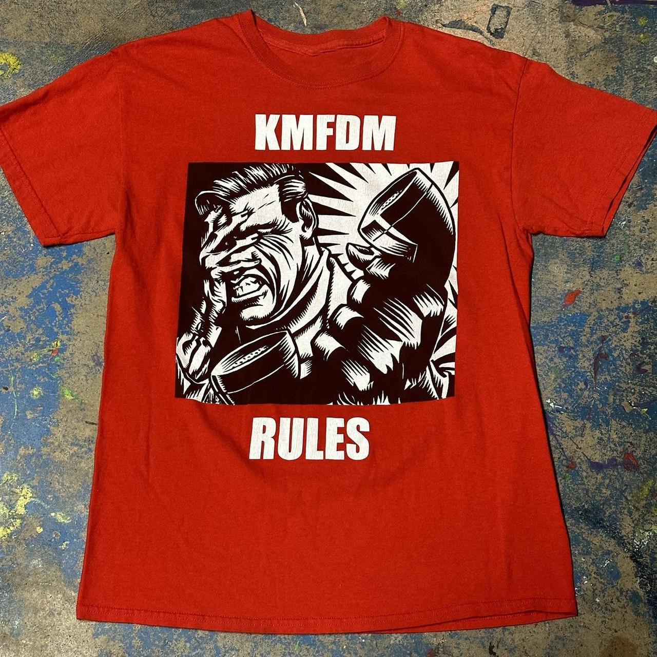 Vintage KMFDM Band Rules Heavy Cotton Red All Size Unisex Shirt AP449 XXL