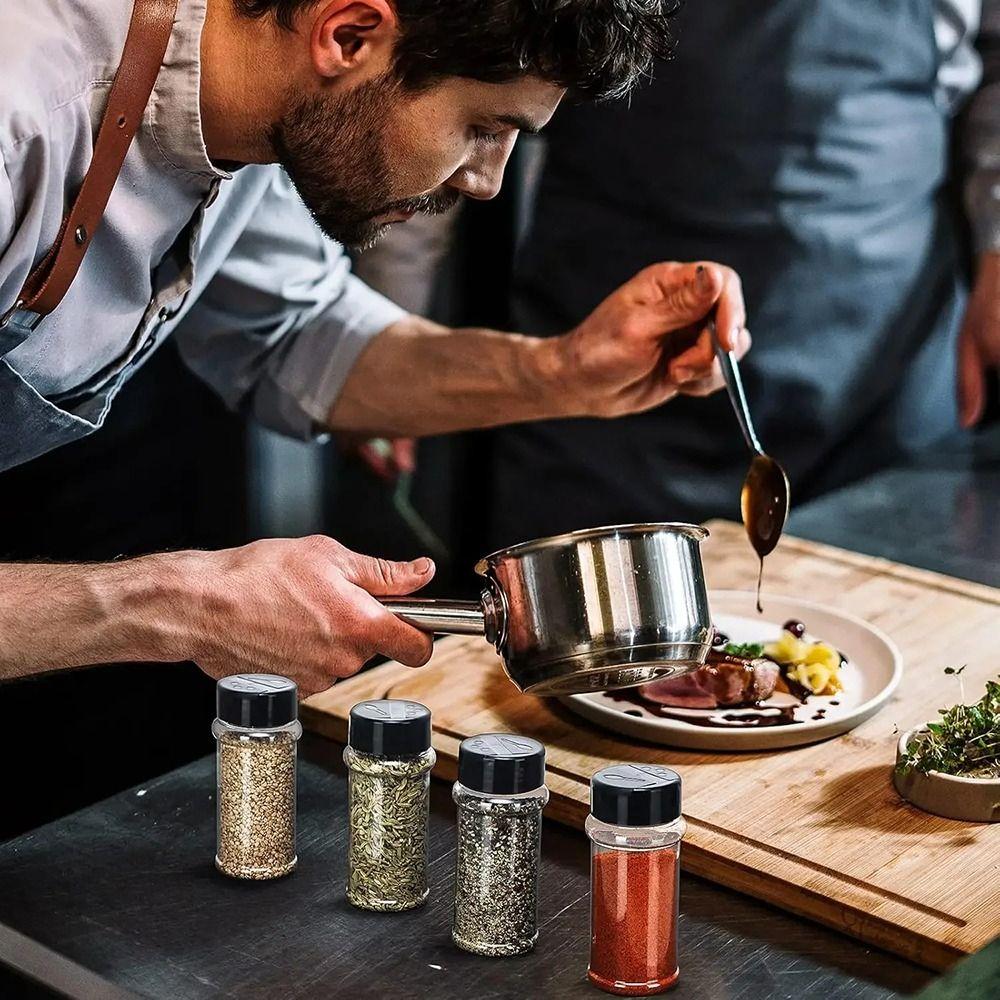 1Pcs Double Cover Spice Jars BBQ Condiment Box  for Herbs Powders Salt Pepper