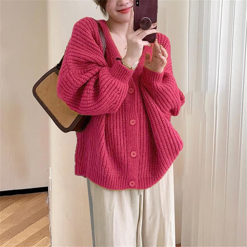 TonLion Women's Loose Fit V-Neck Cardigan