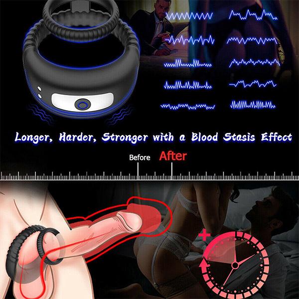 Silicone Male Cock Ring Penis Vibrator Couple Sex Toys Rechargeable For Men