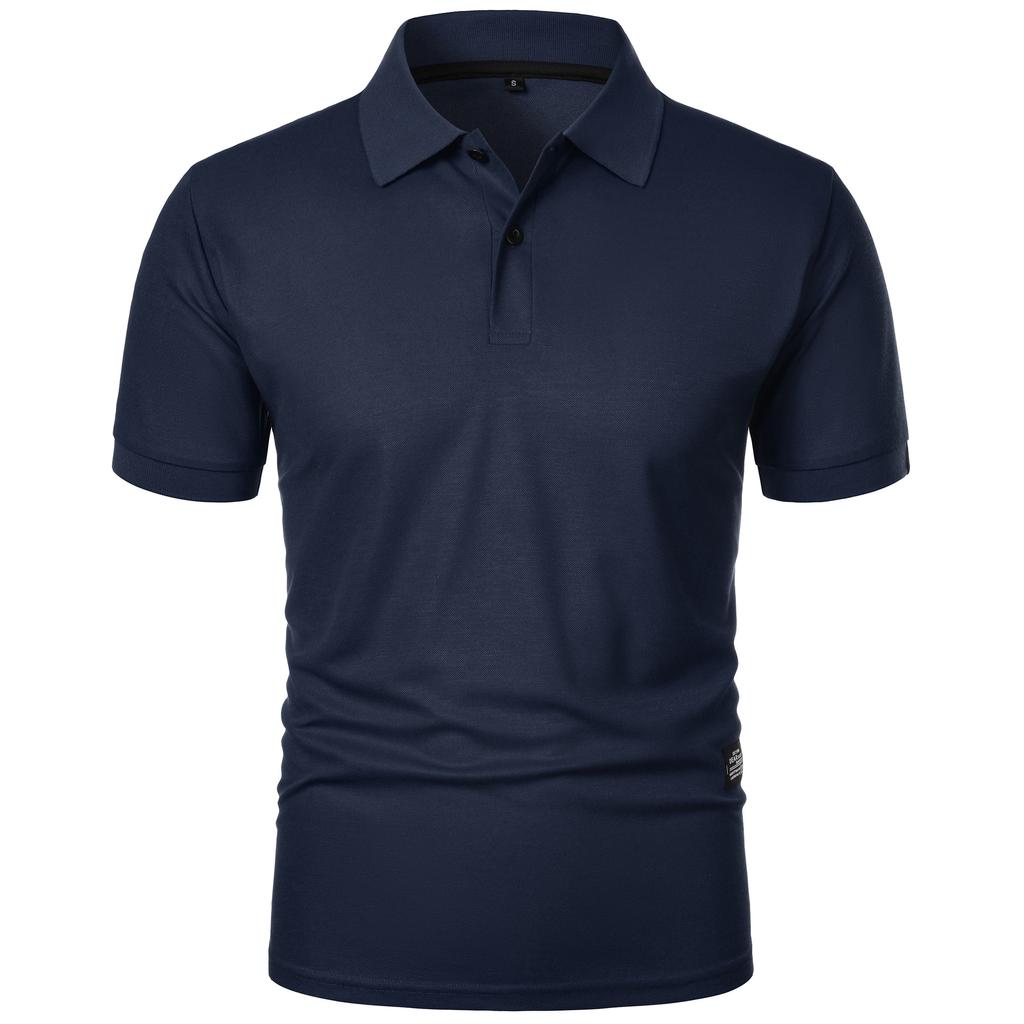 Europäischer und Amerikanischer Stil Herren Sommer Einfarbig Slim Fit Oberteil Mode Kurzarm Umlegekragen T-Shirt
