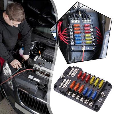 Boîtier Porte-Fusibles à Lames 6/12 Voies 12V-32V pour Voiture Bateau Avec Couvercle en Plastique Pour Panneau d'Alimentation Accessoire Camping-car RV