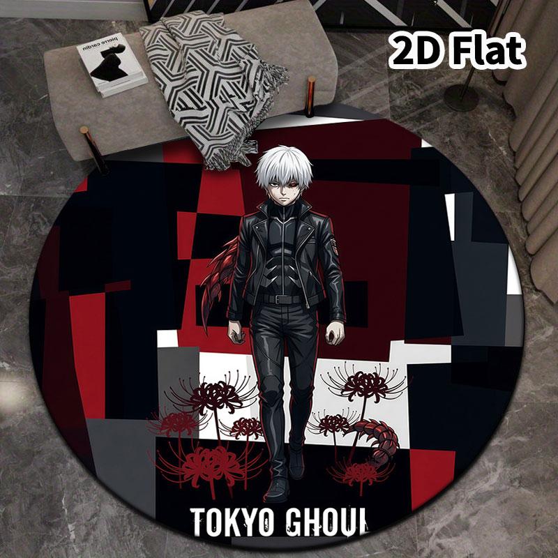 Tokyo Ghoul Runder Teppich Teppich für Wohnzimmer Schlafzimmer Sofa Spielzimmer Dekor Rutschfeste Bodenmatte