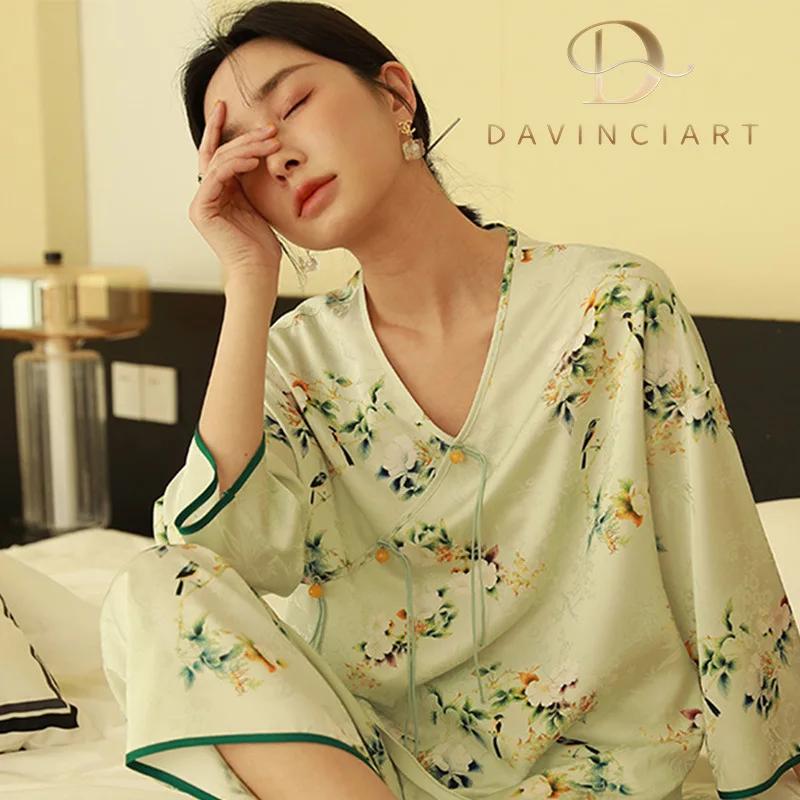 Print Satin Silk Sexy Pijamas for Woman Long Sleeve Pants Sleepwear 2 Picecs Set Loungewear Women Pijamas Outfits Home Suit Pjs