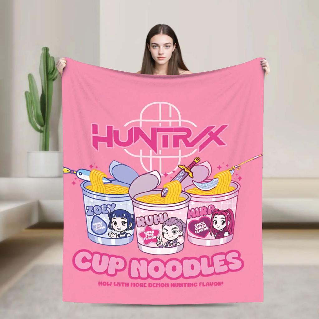 Huntrix Saja Boys KPop Demon Hunters Blanket  Plush Vintage Warm Throw Blanket for Home Autumn/Winter