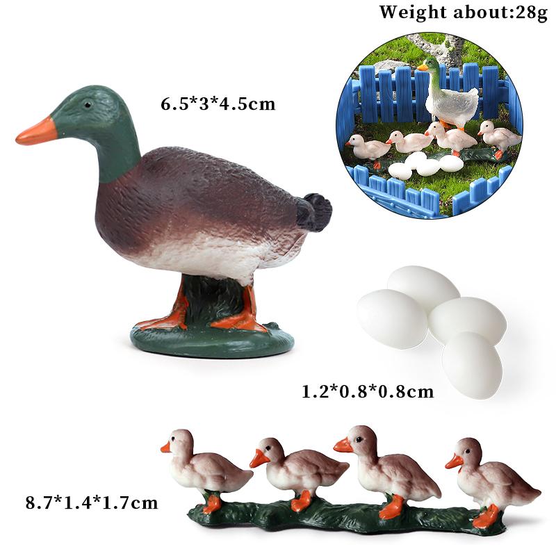 Oenux Farm Model Simulation Goose Duck Hen Egg Action Figures Poultry Animals Figurine PVC Miniature Cake Toppers Lovely Kid Toy