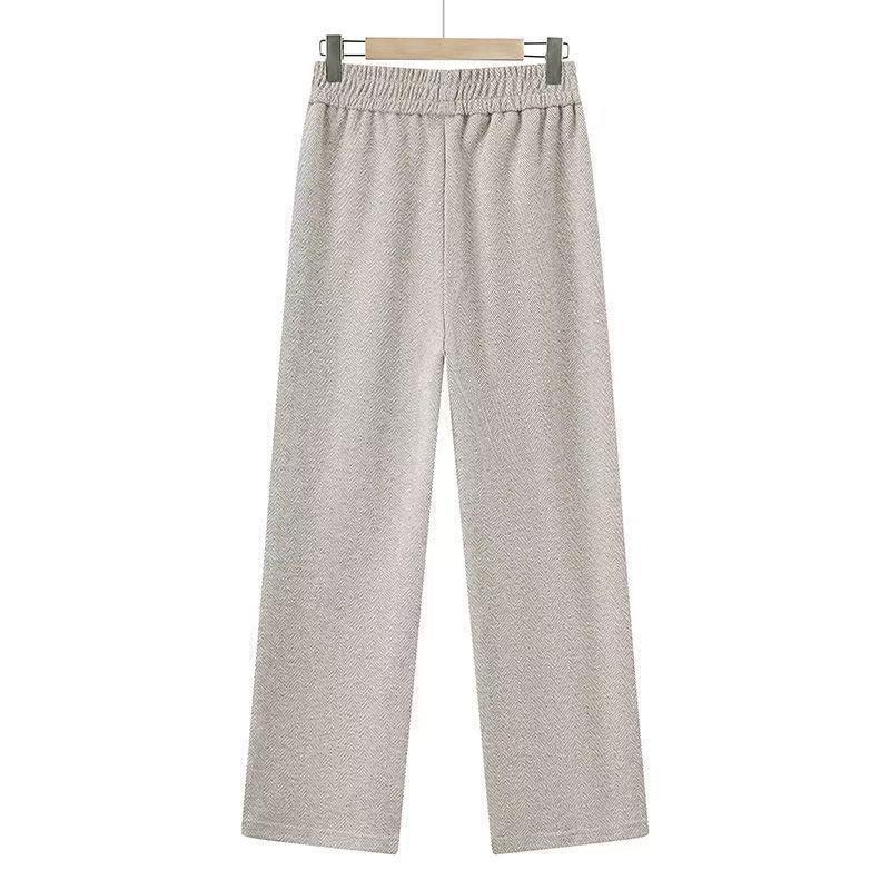 

High-Waisted Woolen Herringbone Wide-Leg Pants, Plus Velvet, Thickened and Slimming, for Middle-Aged and Elderly Women 4XL, Recommended 140-155 Jin