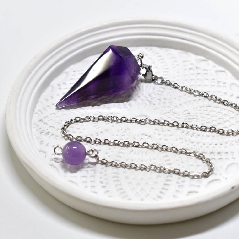 Loveril Pendulum for Feng Shui Fortune Natural Power Healing Chawla Hexagonal with Natural Stone Charm Chain Dowsing, Telling, Stone, Stone, Stone,