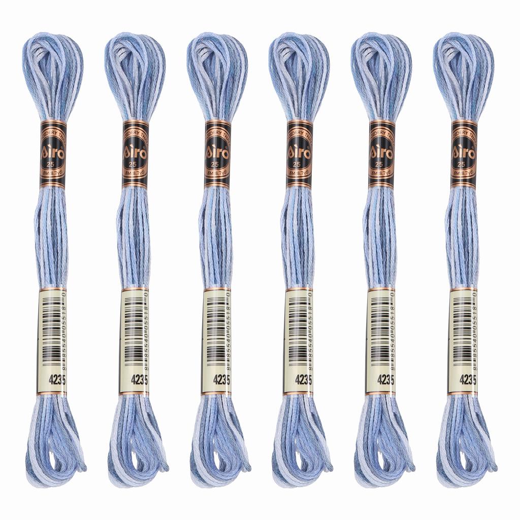 6 Skeins Embroidery Floss, Gradient Colors Polyester Embroidery Threads Bracelets String for Cross-Stitch Hand Embroidery