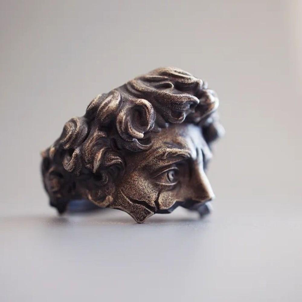 Adjustable Mystical Masked Face Ring Metal Silver Color Goth Style Ring Open Rings  Evening Dinner