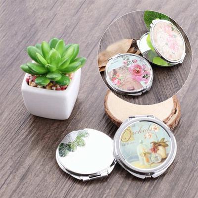Portable Folding Compact Round Makeup Cosmetic Pocket Mirror Random Pattern