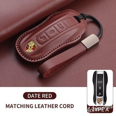 Étui de Protection Coque en Cuir pour Clé de Voiture Pour Cayenne Panamera Macan Boxster Cayman 911 Porte-clés Accessoires Intérieurs Auto CVF1