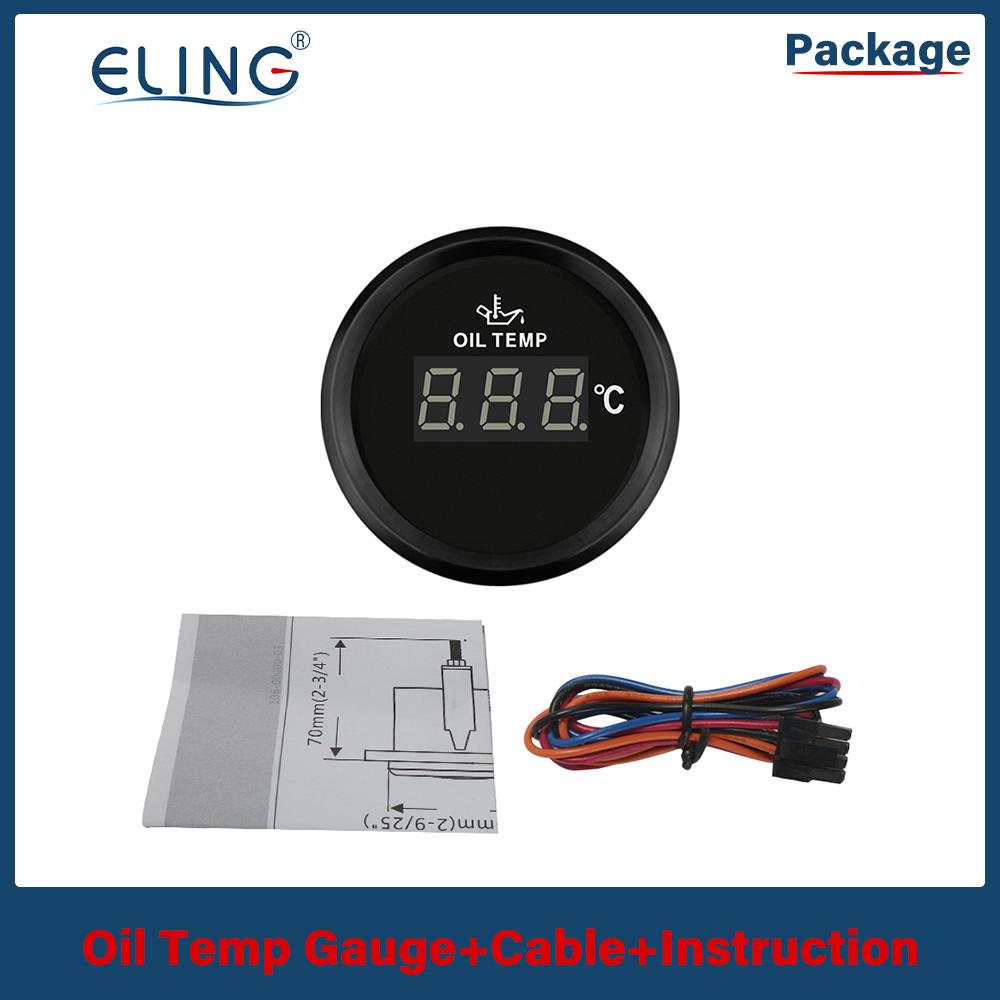 ELING 52mm (2'') Engine Oil Temp Gauge Temperature 50-150℃ with Red Backlight for Motorcycle Truck Vessels 12V 24V