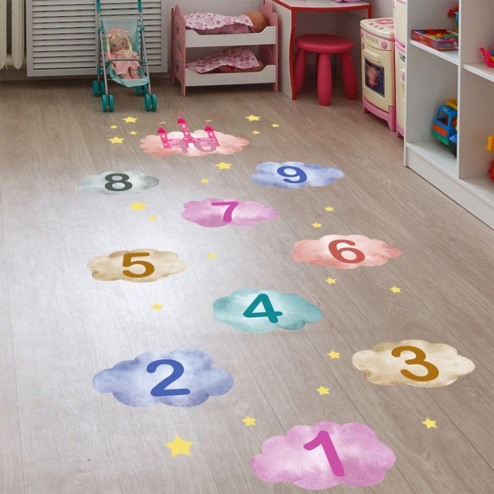 Self-adhesive Cartoon Number Grids PVC Wall Art NEW Flooring Decals  Nursery