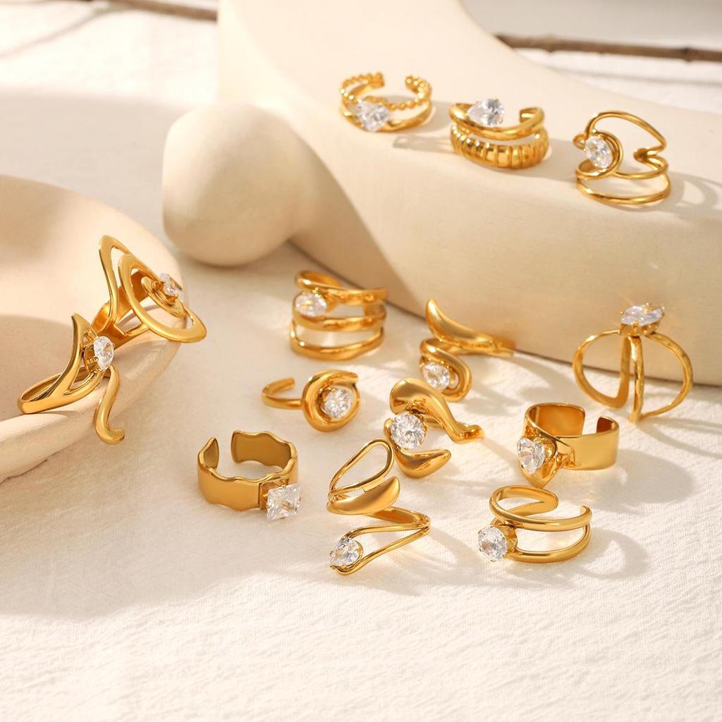 18K Goldbeschichteter Titanstahl Zirkonring für Damen - Hochwertiger Luxusschmuck