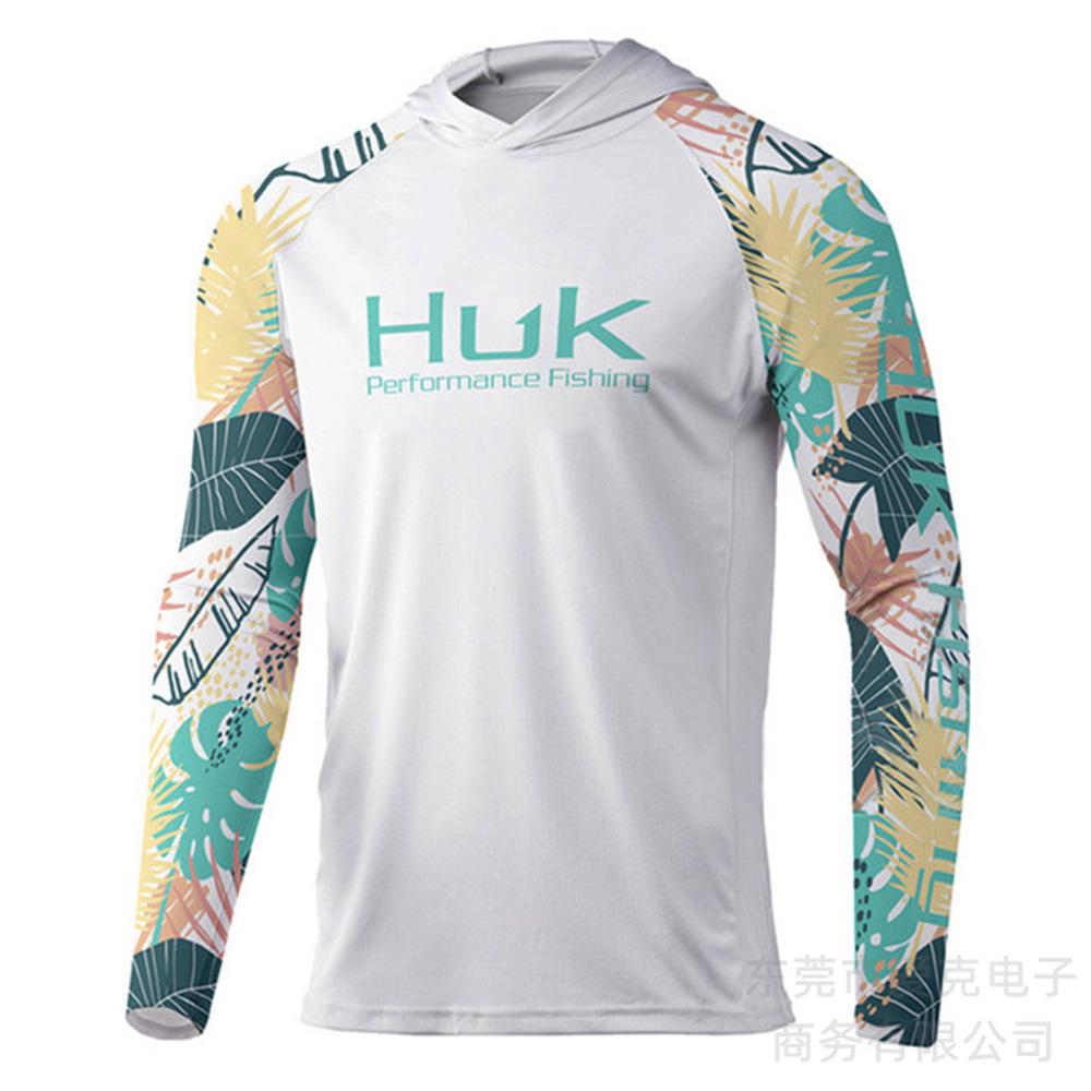 Hooded fishing suit, summer quick-dry long-sleeve men's T-shirt, outdoor sportswear, sun-protection shirt, lure fishing suit, breathable