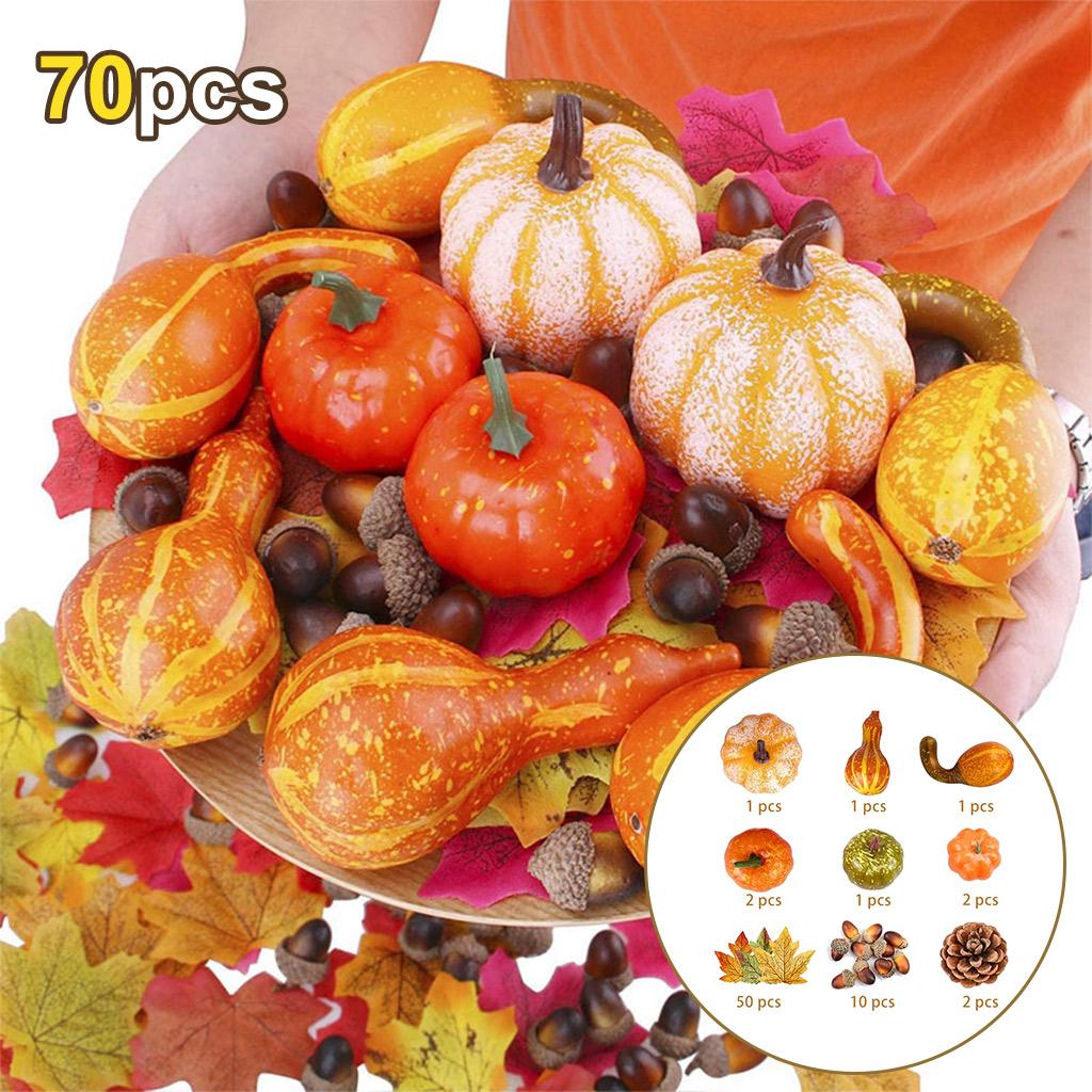 Decorazione Autunnale Raccolta, Zucca Mini Assortita, Pigne e Ghiande per Feste Festive di Halloween, Forniture per Decorazioni