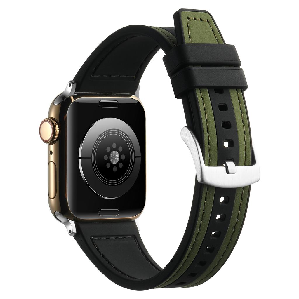Watchband Silicone+Leather Strap For Apple Watch Band Ultra 44mm 45mm 41 40mm 49 Men Sports Belt Women Wristband for iWatch Series 8 7 9