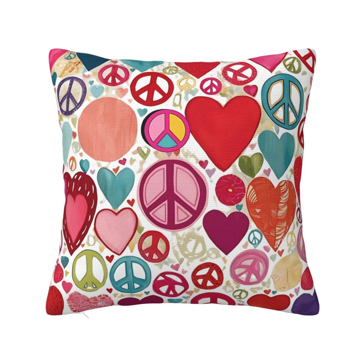 

Peace Foral Love Pattern Square Pillow Case Polyester Throw Pillow Vintage Pillowcase 30x30cm 12x12in