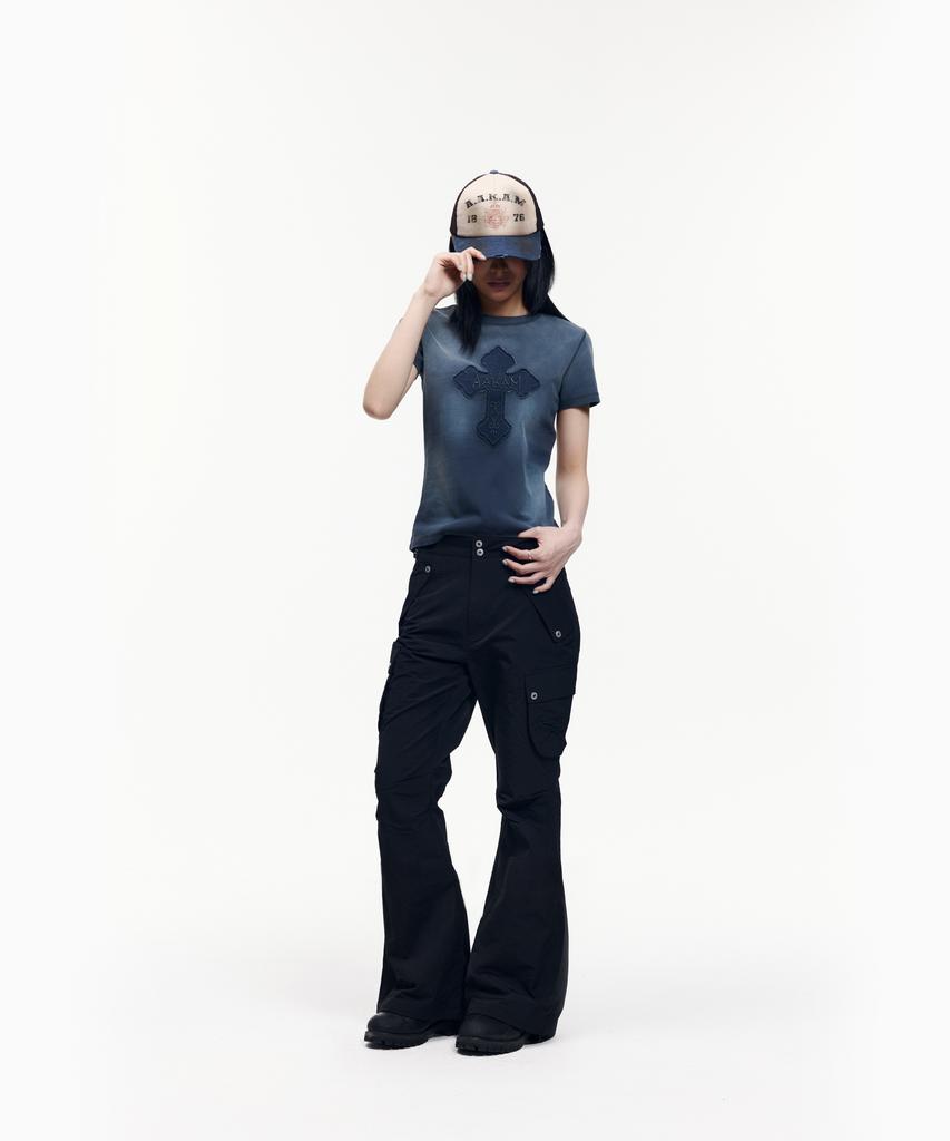 AAKAM Flare Ripstop Cargo Pants (Black)