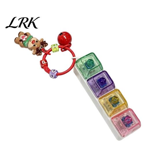 Trendy Bag Charm for Teenagers Christmas Mechanical Keyboard Fidget Keychain, Push Button Stress Relief Desktop Decompression Gadget Toy with Reindeer