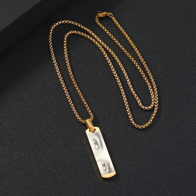 Bracciale Foto Occhio Personalizzato Inciso al Laser - Regalo Personalizzato in Acciaio Inossidabile per Coppia