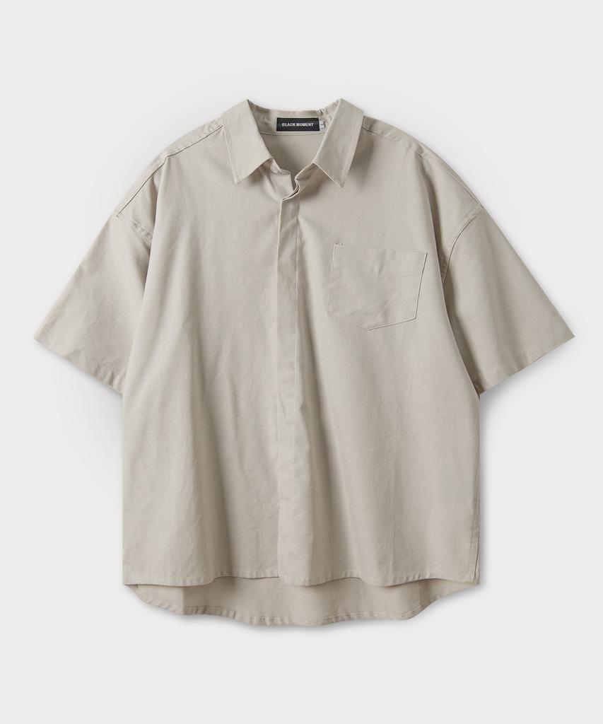 BLACK MOMENT [Waterproof] Linen Basic Oversized Short Sleeve Shirt Jacket 7 Colors