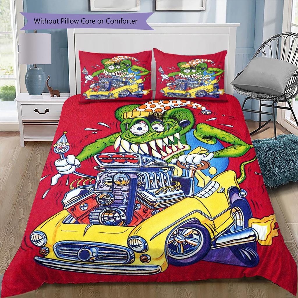 Cartoon Pattern Bedding Quilt Set Quilt Cover Pillowcase Home Decoration Birthday Gift (1 * duvet cover + 2 * pillowcase, without core)