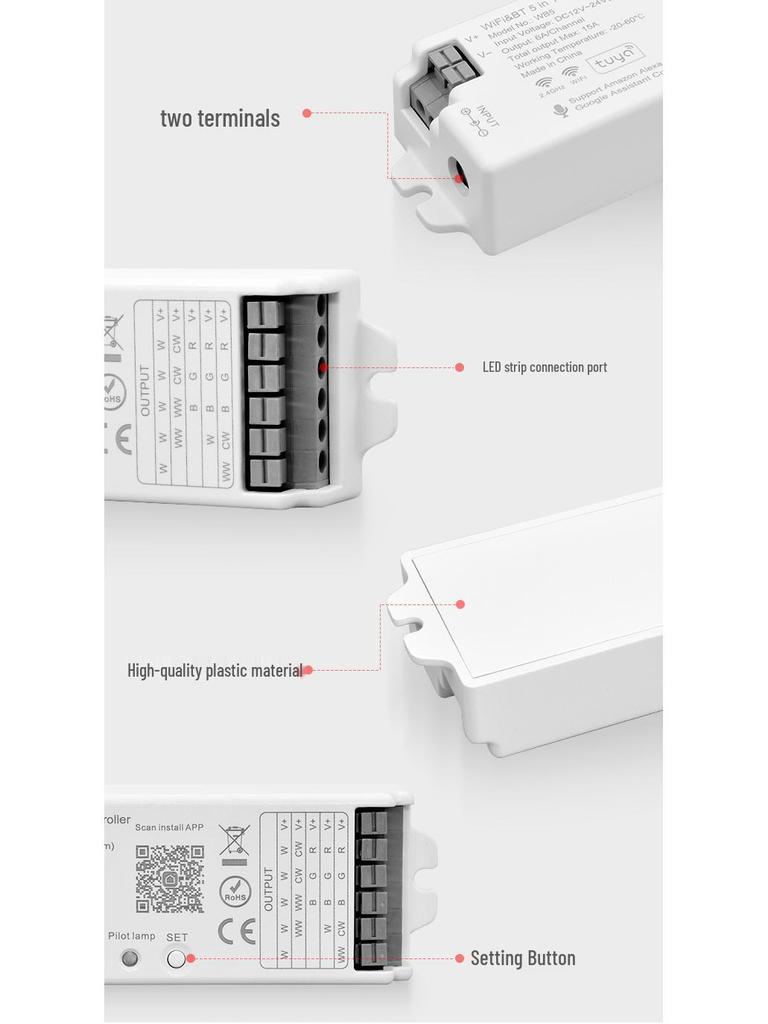 Graffiti UL-WB5 5-in-1 LED Strip Light Controller for Monochrome, Color Temp, RGB, RGBW, RGBCCT