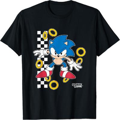Sonic The Hedgehog Ready For Action Golden Rings Retro Shot T-Shirt