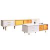 Coffee Table, TV Cabinet, Living Room Furniture, Glass Door, Alloy Frame, Drawers Wave Structure, Gold Handles and Legs, Tabletop Marble Structure.