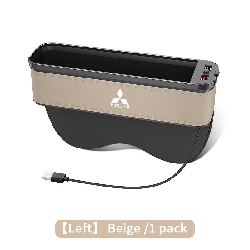 Car Seat Gap Organizer USB Charging Multifunction Storage Box For Mitsubishi Outlander Pajero Asx Lancer EX Evolution X Ralliart SF9