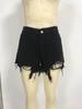 High-Waisted Ripped Fringed Denim Shorts for Women
