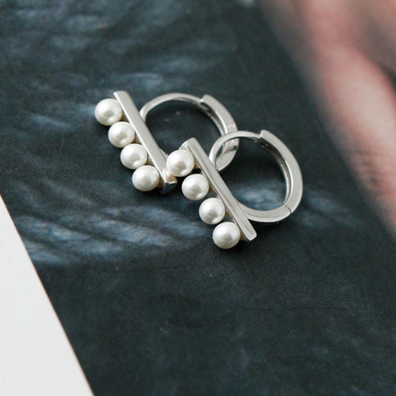 

Серьги-кольца ANENJERY с жемчугом DD, простые французские круглые геометрические серьги, аксессуары ручной работы серебряный