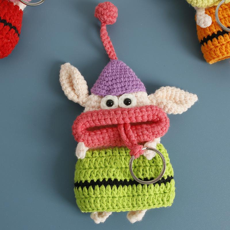 Lustige Wurstmundpuppen-Serie Häkeltasche Schlüsselanhänger für Autoschlüssel Halter Handgefertigte Stricktasche Kreative Geschenke Großhandel