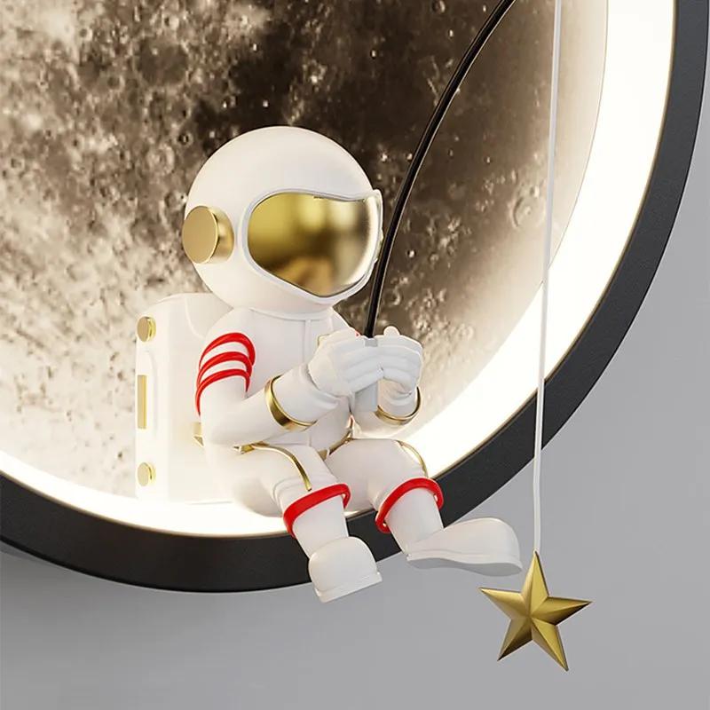 Modern LED Wall Lamp Moon Cartoon Astronaut Wall Sconces Children's Room Living Room Bedroom Bedside Home Decor Lighting Lustre