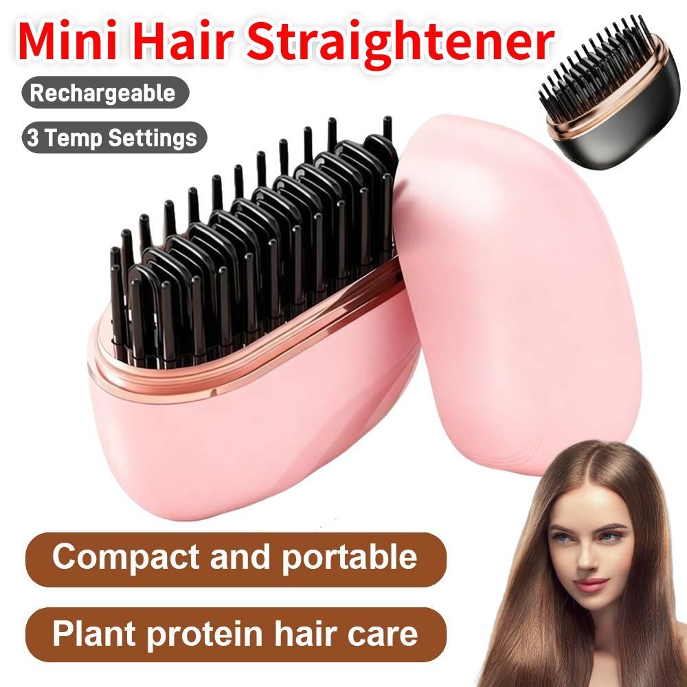 Mini Straightener Rechargeable Portable Hair Straightener Brush Anti-Scald Shell Cordless Charging Straighteners 3 Temp Settings