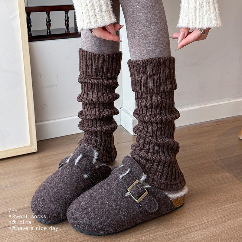 Boots Still Cotton Socks Cover Vertical Strip Small Luo Kou Basic Stacking Socks Knitted Wool Babes Warm Calf Socks