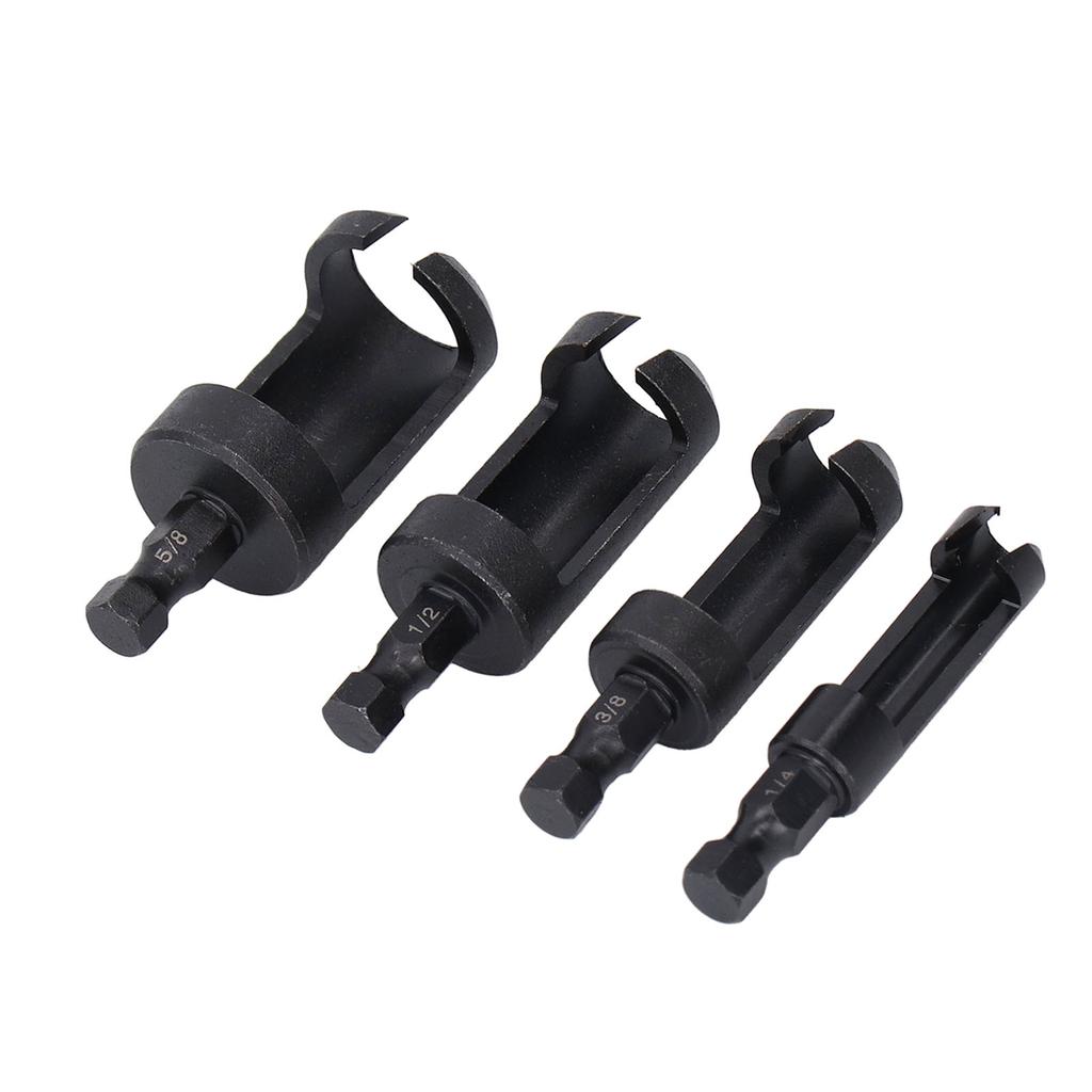 4-teiliges Set Holzstopfenbohrer 14in 38in 12in 58in Sechskantschaft Kohlenstoffstahl Stopfenbohrer Bohrer-Set