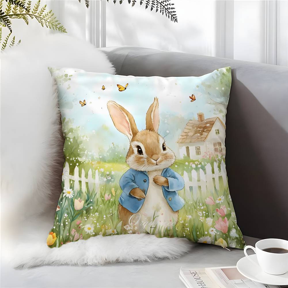 Cartoon Character Cute-Peter Rabbit-Smart Pillow Case Comfort Sofa Bed Silky Elegant Invisible Zipper Custom Decorative a