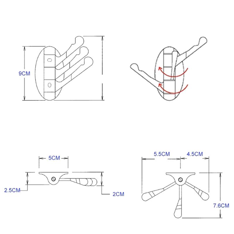 ABWR-1 Piece Swivel Hook Solid Metal Foldable Towel Hook Nickel Brushed Zinc Alloy Wall-Mounted