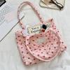 Cute Quilted Padded Heart Plaid Shoulder Bag Handbag Large Capacity Casual Commuting Tote Bag Storage Bag Girl Heart Clutch Gift